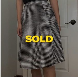 Long Gingham Checkered Print Skirt